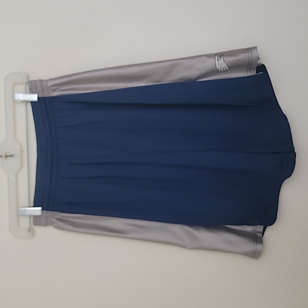 The Cotton Exchange Blue & Silver Gray Basketball Shorts Eagle Graphic S